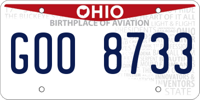 OH license plate GOO8733