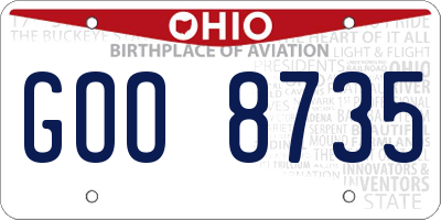 OH license plate GOO8735
