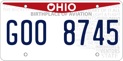 OH license plate GOO8745