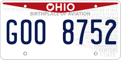 OH license plate GOO8752