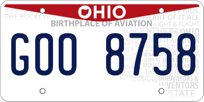 OH license plate GOO8758