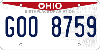 OH license plate GOO8759