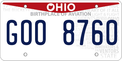 OH license plate GOO8760