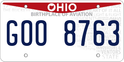 OH license plate GOO8763