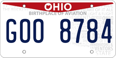 OH license plate GOO8784