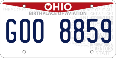 OH license plate GOO8859