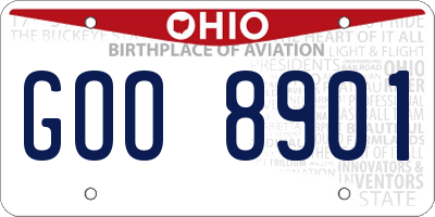 OH license plate GOO8901