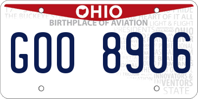 OH license plate GOO8906