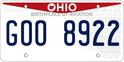 OH license plate GOO8922