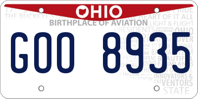 OH license plate GOO8935