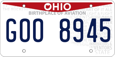 OH license plate GOO8945