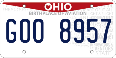 OH license plate GOO8957