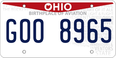OH license plate GOO8965