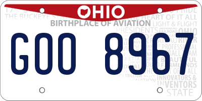 OH license plate GOO8967