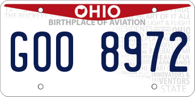 OH license plate GOO8972