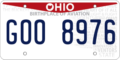 OH license plate GOO8976