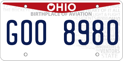 OH license plate GOO8980