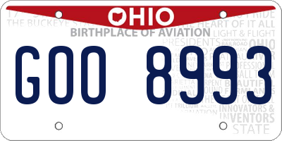 OH license plate GOO8993