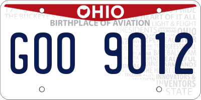 OH license plate GOO9012
