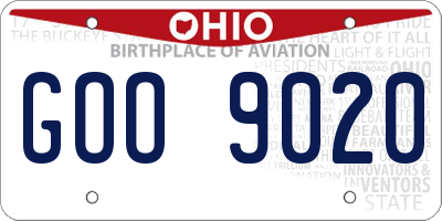 OH license plate GOO9020