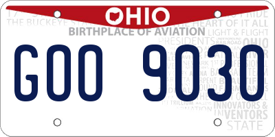 OH license plate GOO9030