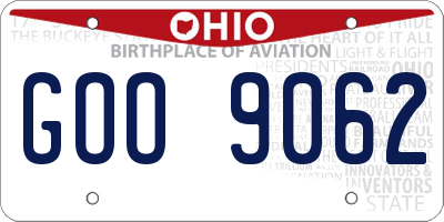OH license plate GOO9062