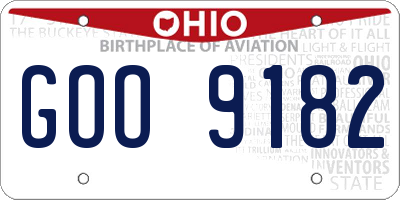 OH license plate GOO9182