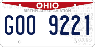 OH license plate GOO9221