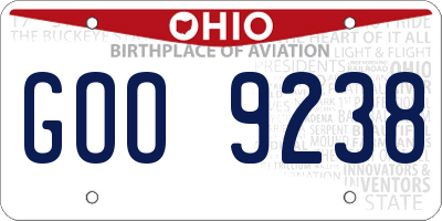 OH license plate GOO9238