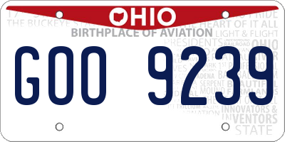 OH license plate GOO9239