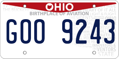 OH license plate GOO9243