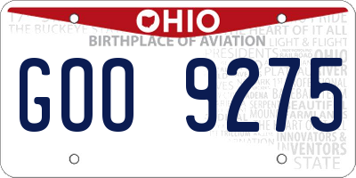 OH license plate GOO9275
