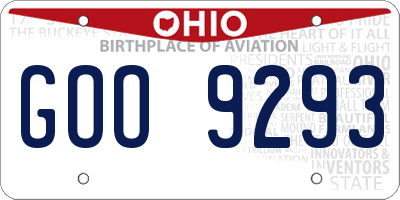 OH license plate GOO9293