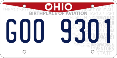 OH license plate GOO9301