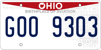 OH license plate GOO9303