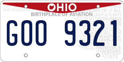 OH license plate GOO9321