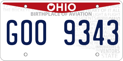 OH license plate GOO9343