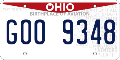 OH license plate GOO9348
