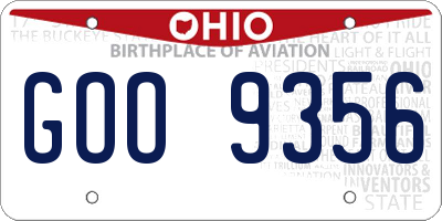 OH license plate GOO9356