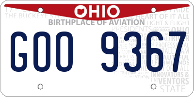 OH license plate GOO9367