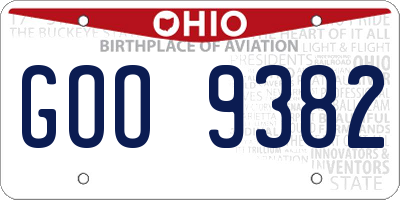 OH license plate GOO9382
