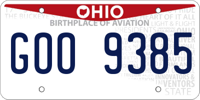 OH license plate GOO9385