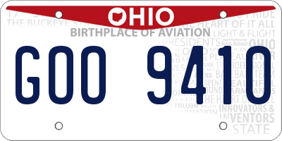 OH license plate GOO9410