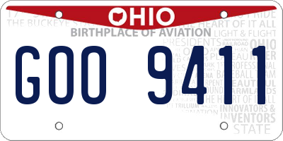 OH license plate GOO9411