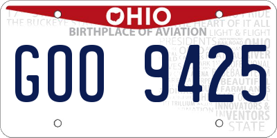 OH license plate GOO9425