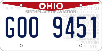 OH license plate GOO9451