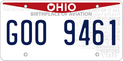 OH license plate GOO9461