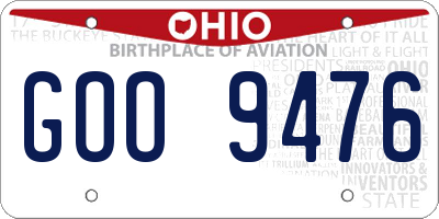 OH license plate GOO9476