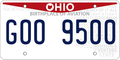 OH license plate GOO9500
