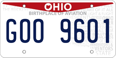 OH license plate GOO9601
